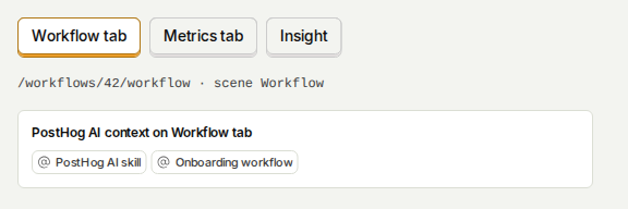 Workflow tab shows the skill and workflow chips