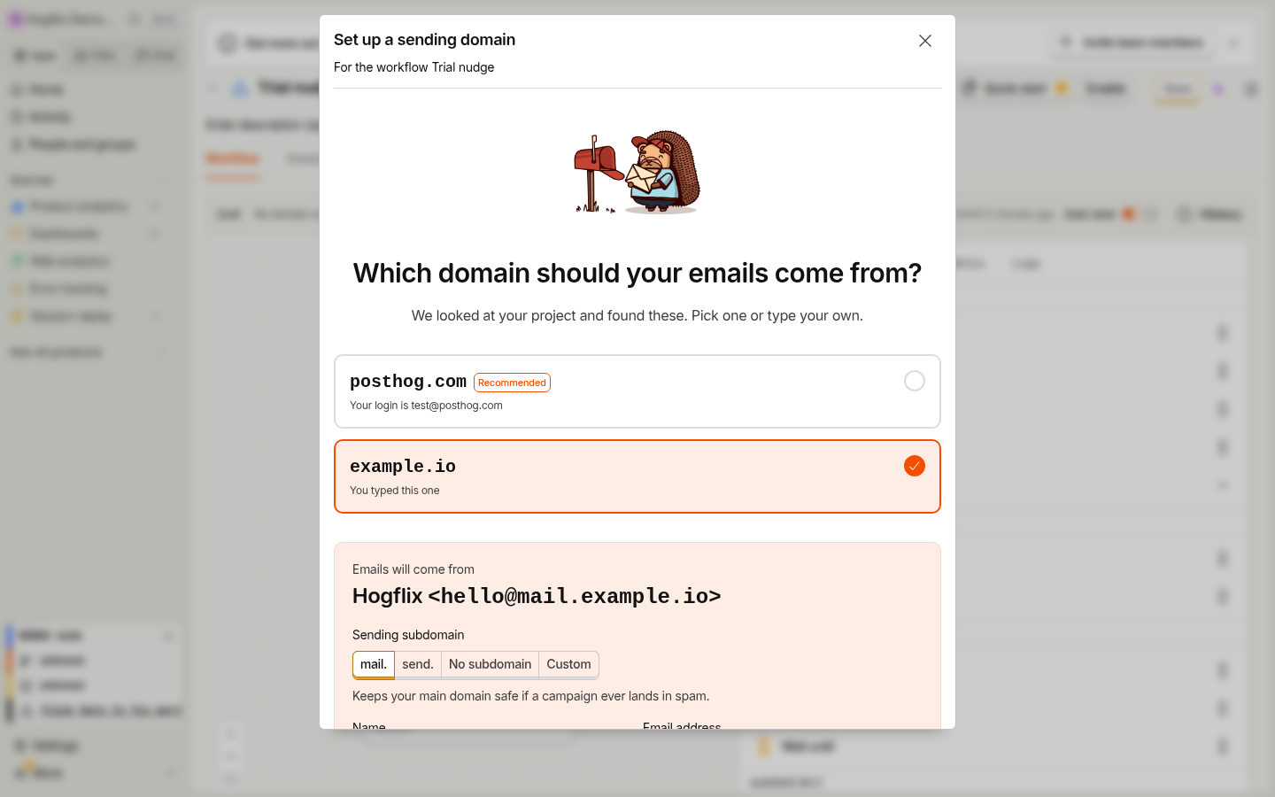 New domain over a sender-less workflow