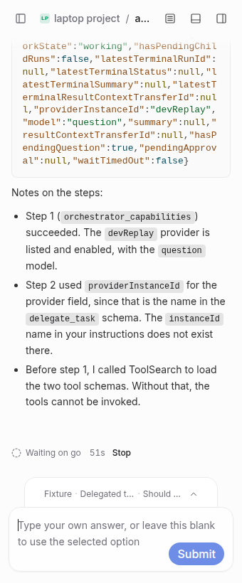 At 340 px the question banner truncates the environment label and keeps the question visible