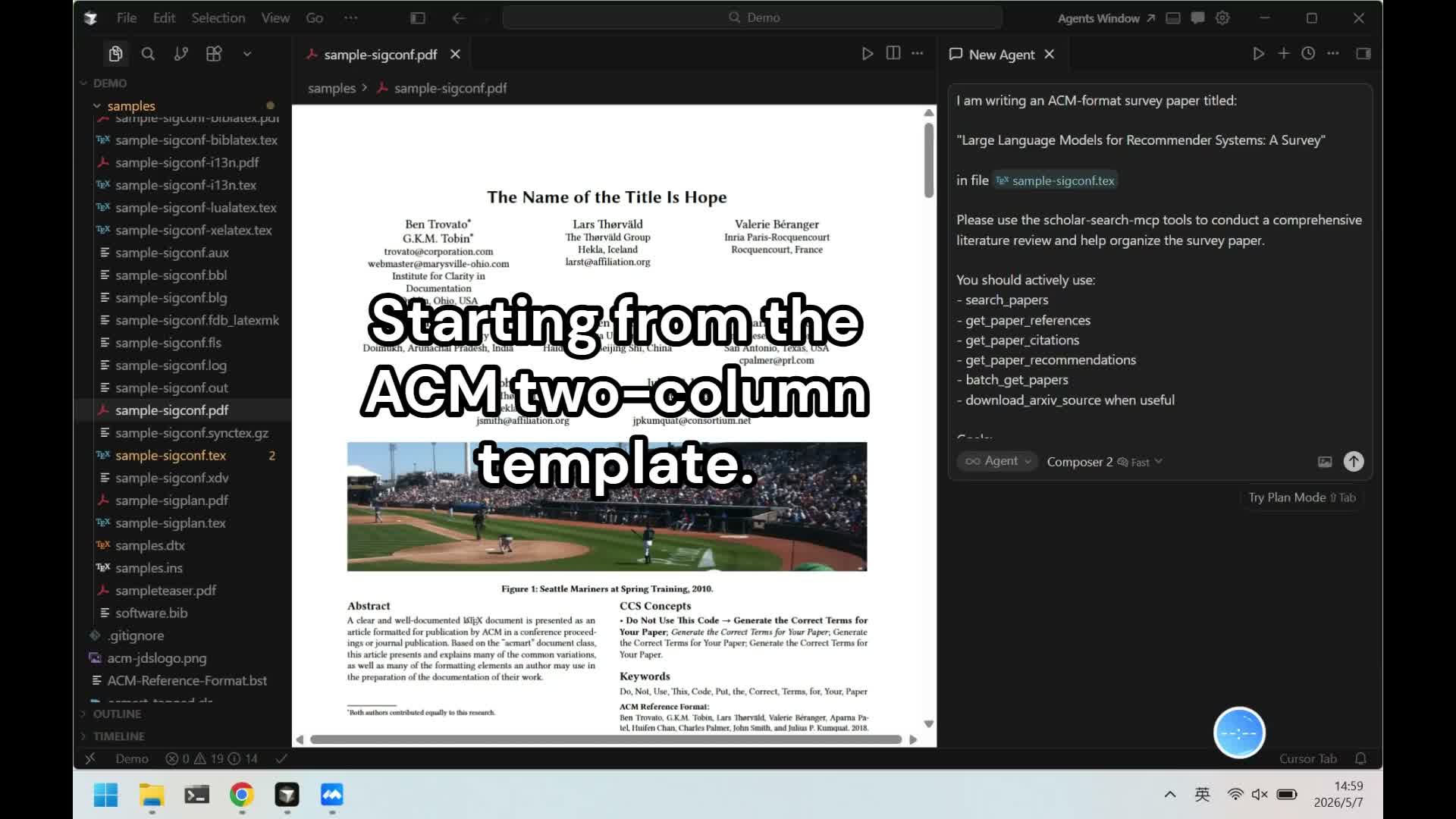 Agent uses Scholar Search MCP to write a survey paper