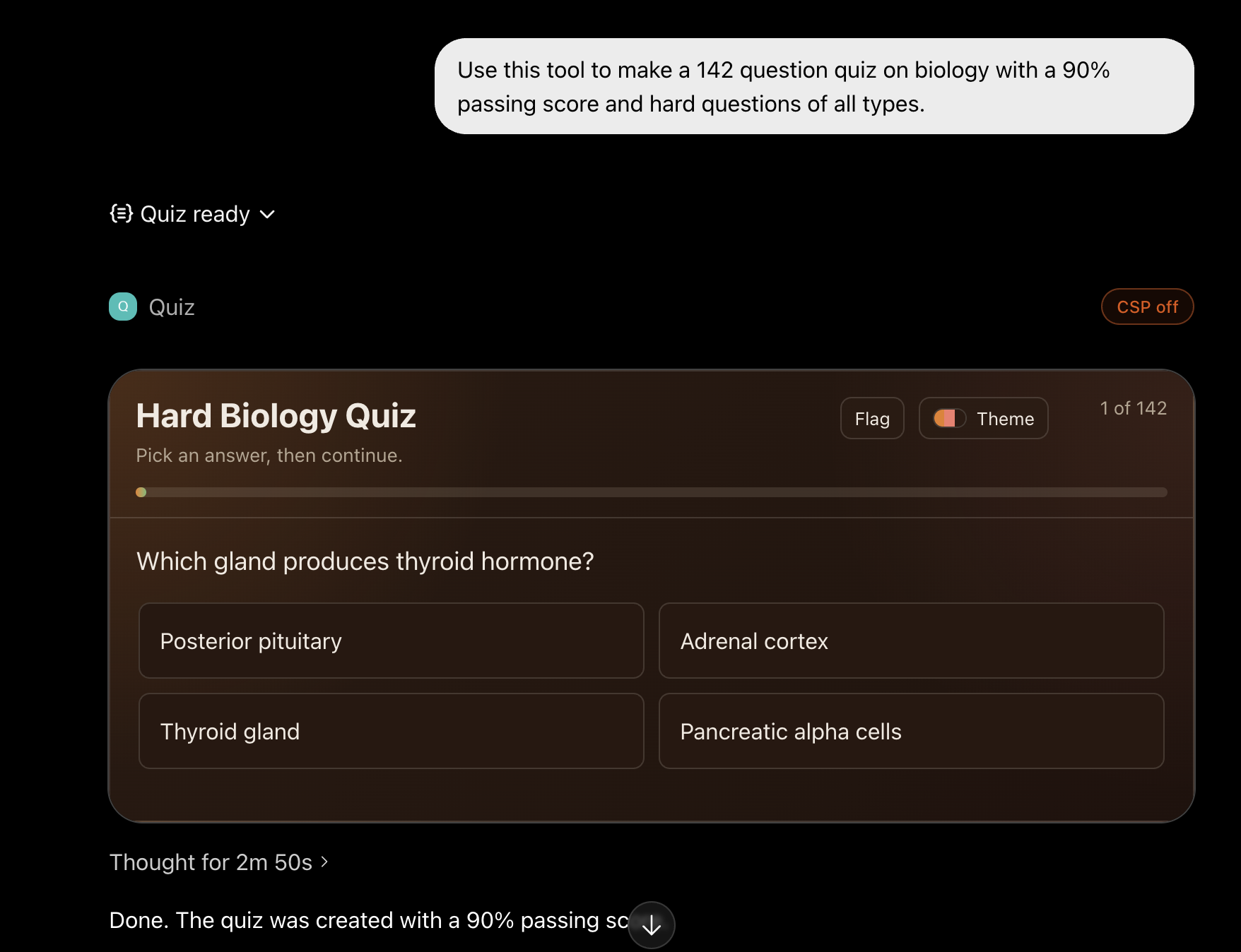 Quiz question in ChatGPT