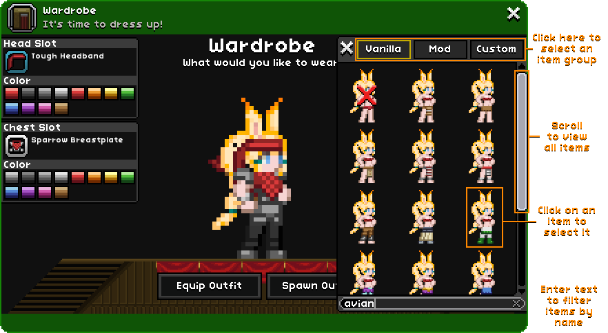 starbound change character appearance