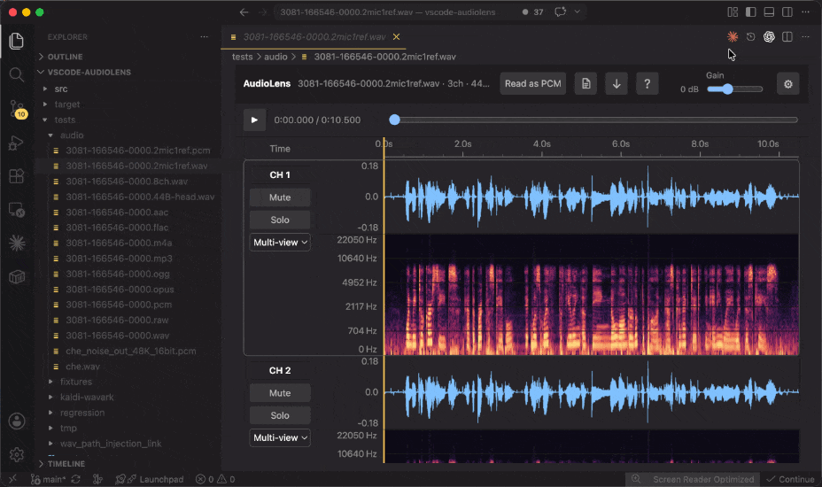 Audio header inspection demo