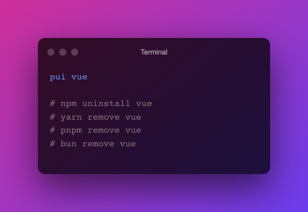 Uninstall dependencies example