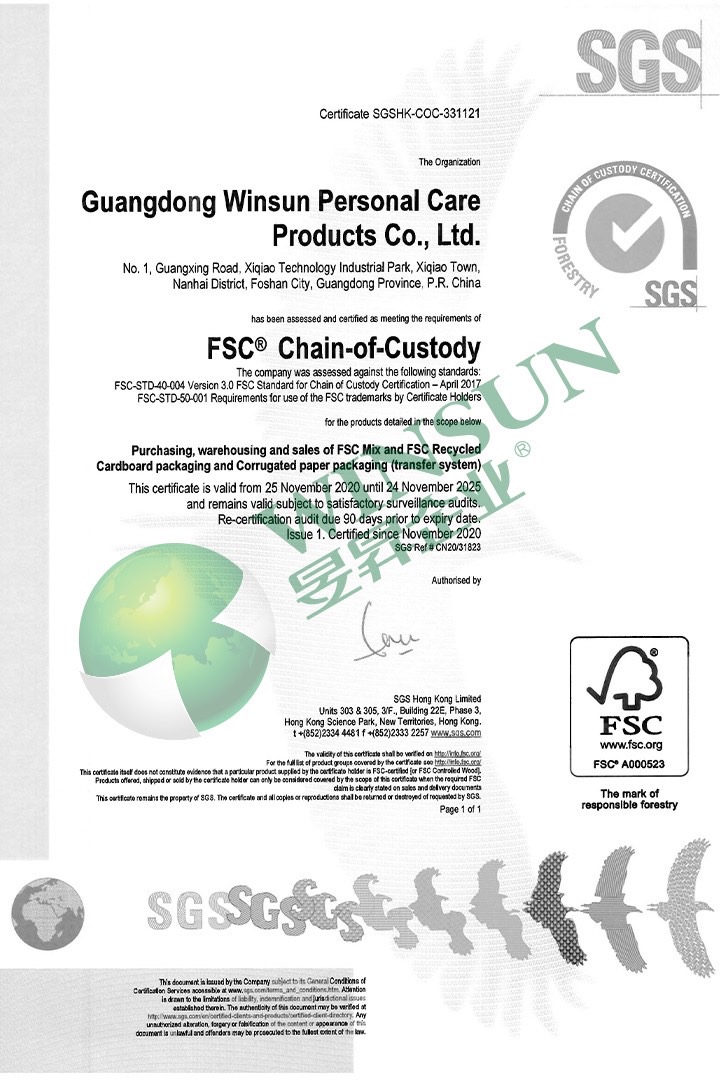Winsun Certificate FSC