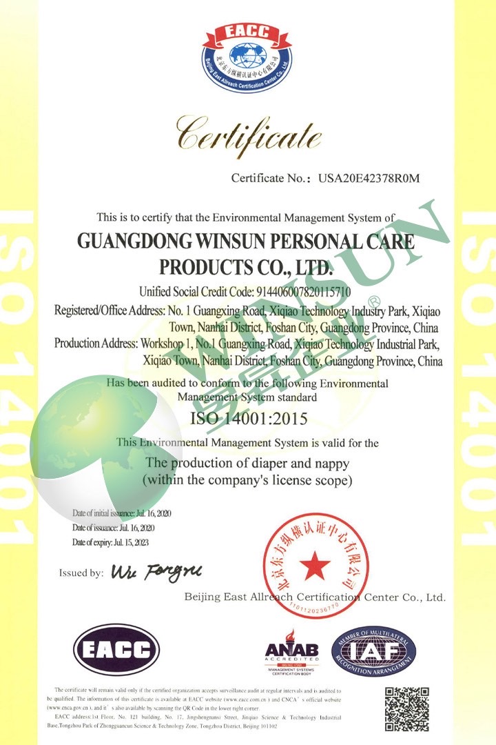 Winsun Certificate ISO 14001:2015