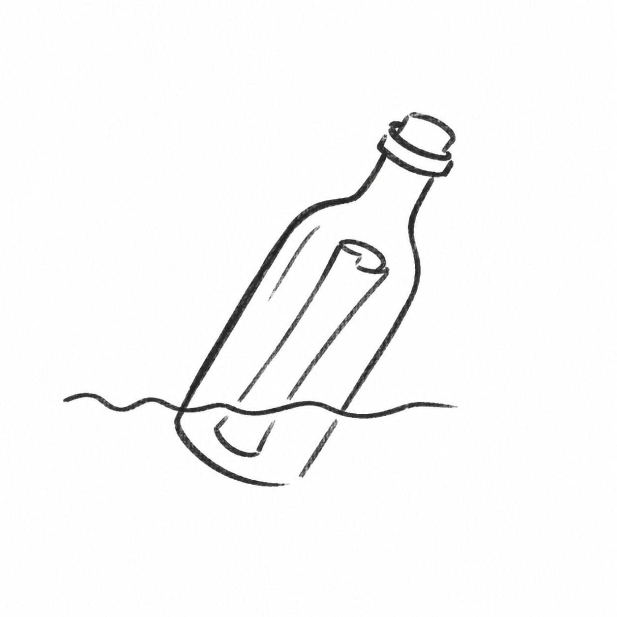 Bottle logo: a message in a bottle
