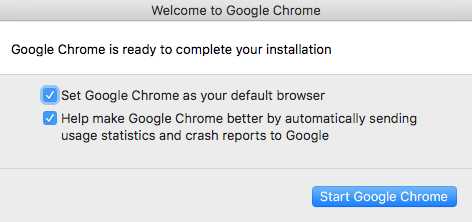 chrome welcome message