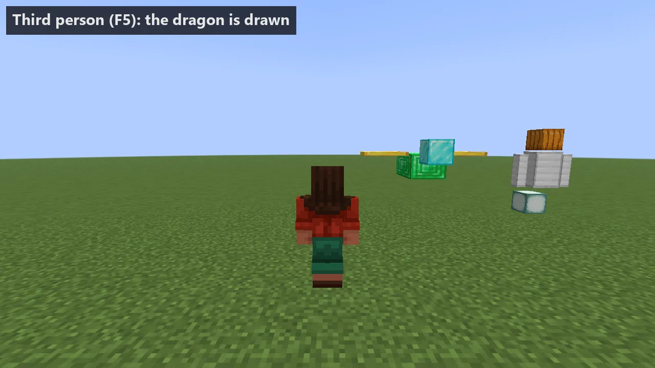The dragon drawn in third person and gone in first person