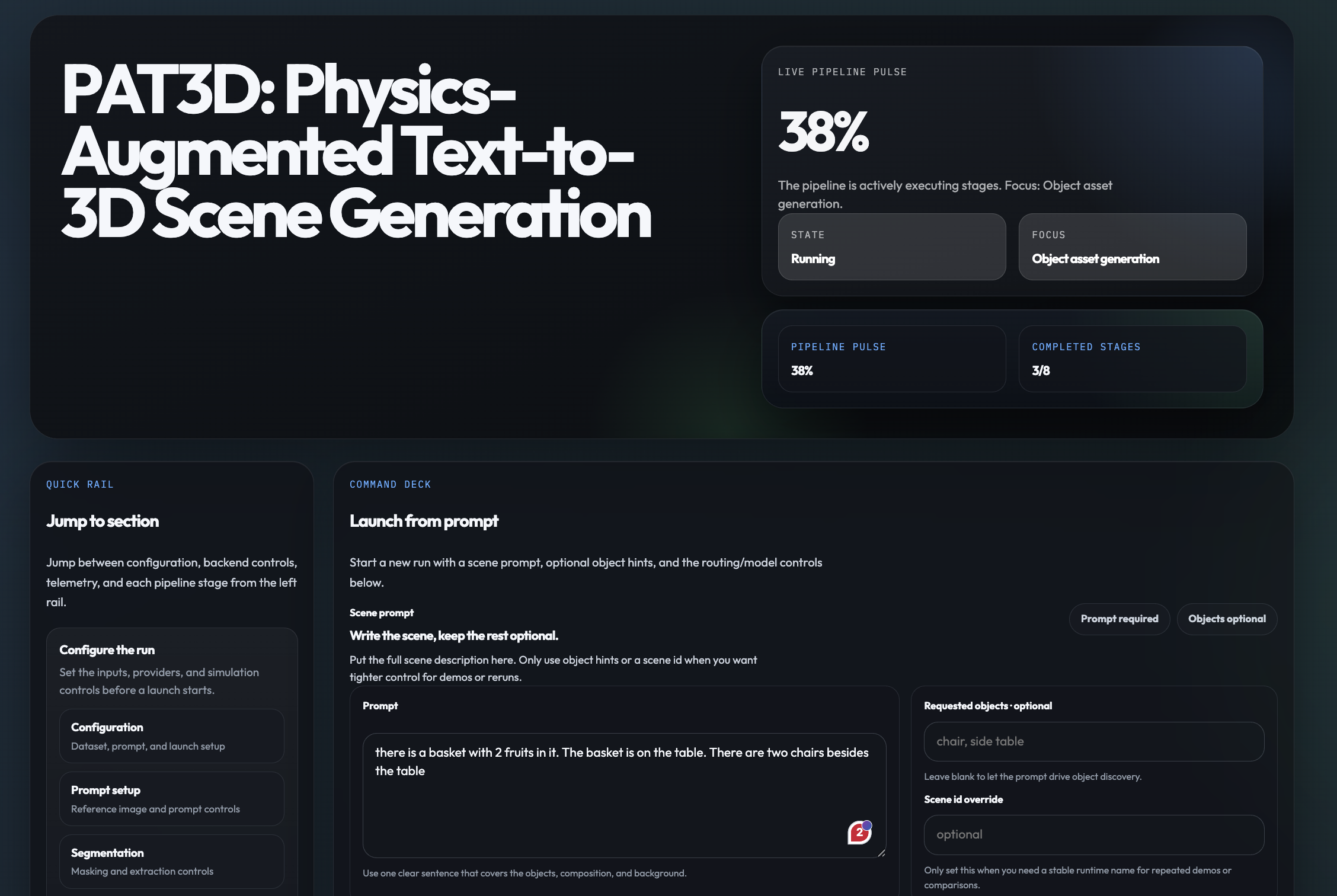 PAT3D dashboard website overview