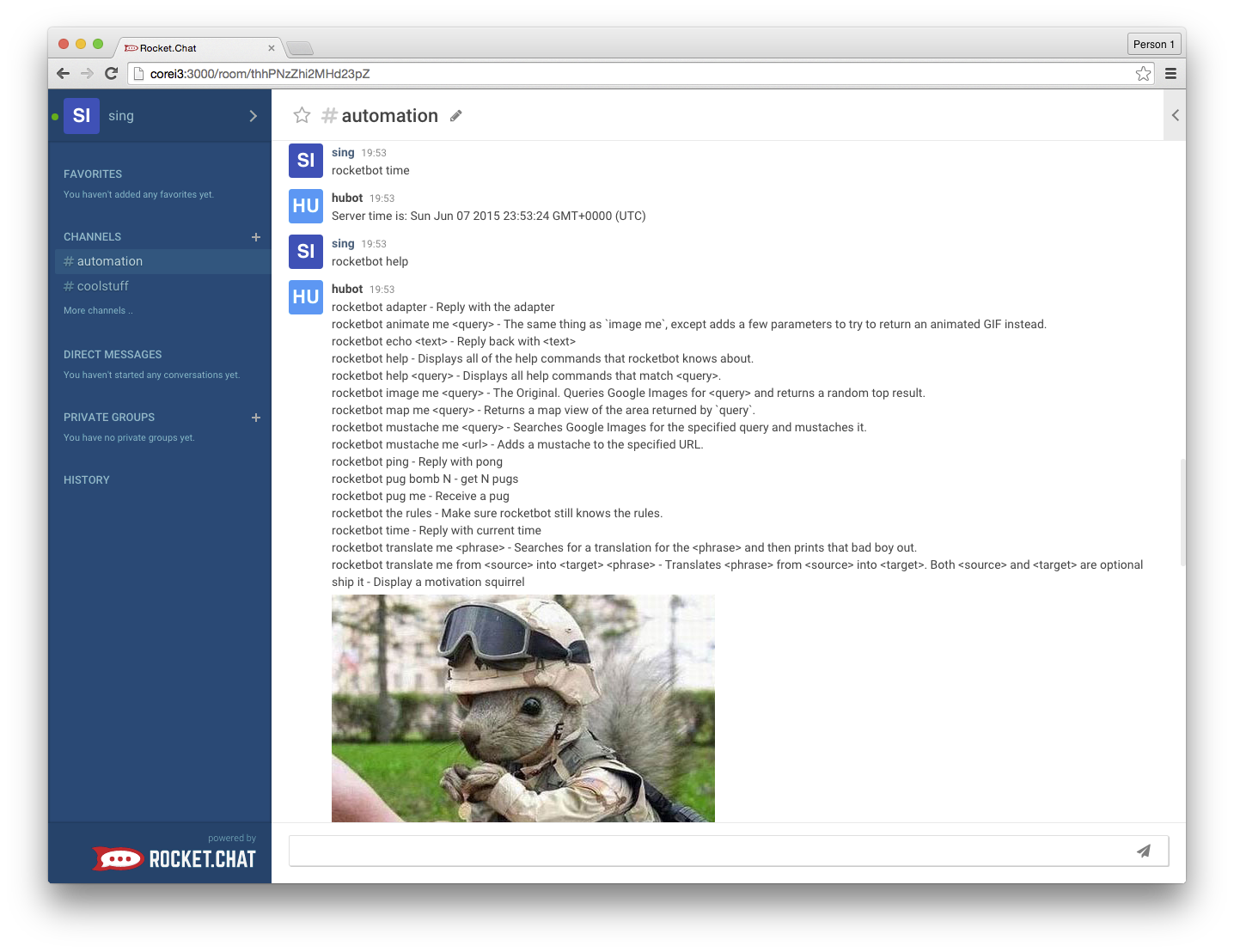 rocket chat github integration