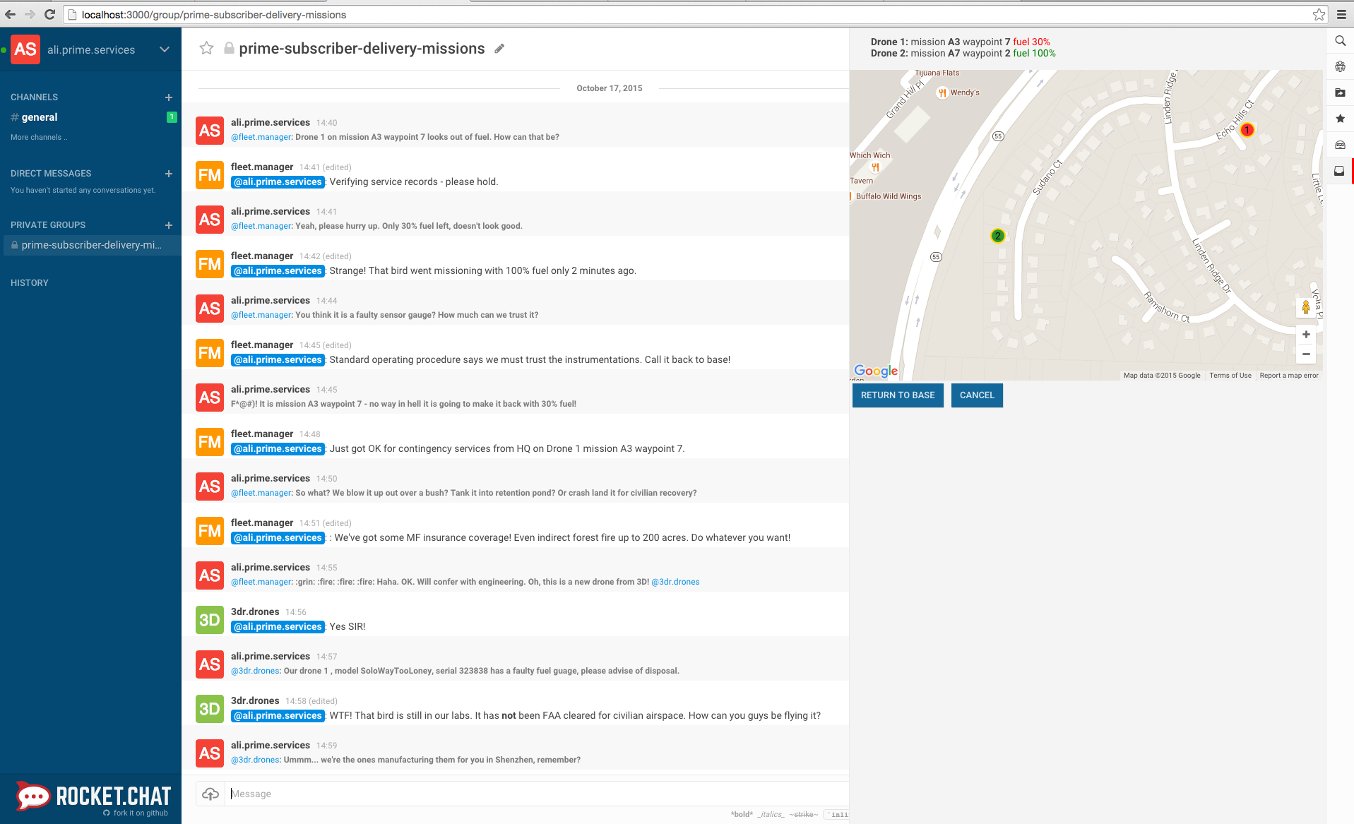 Sample integration of a Drones Fleet Management System