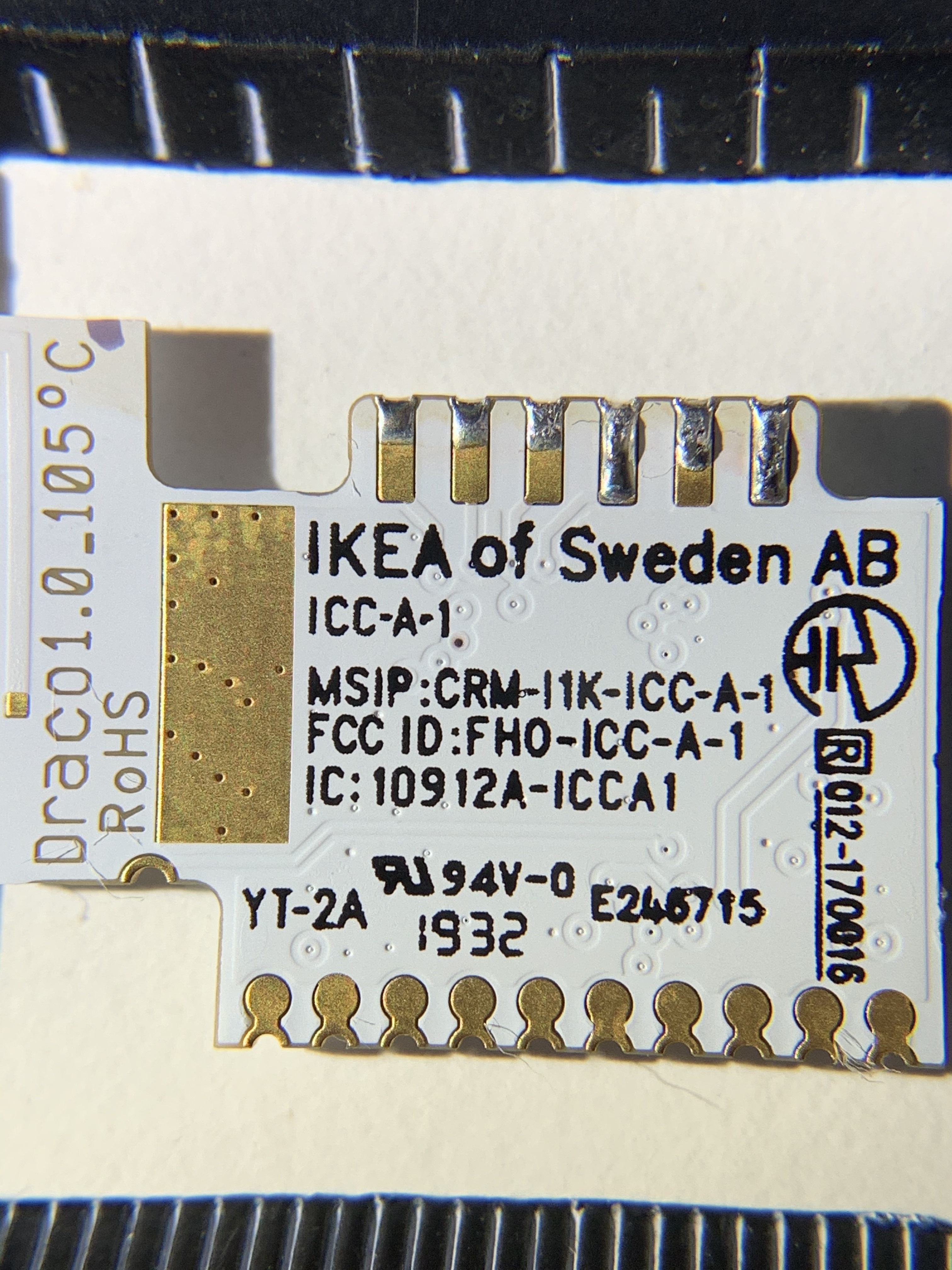 Back of IKEA TRÅDFRI module (ICC-A-1)