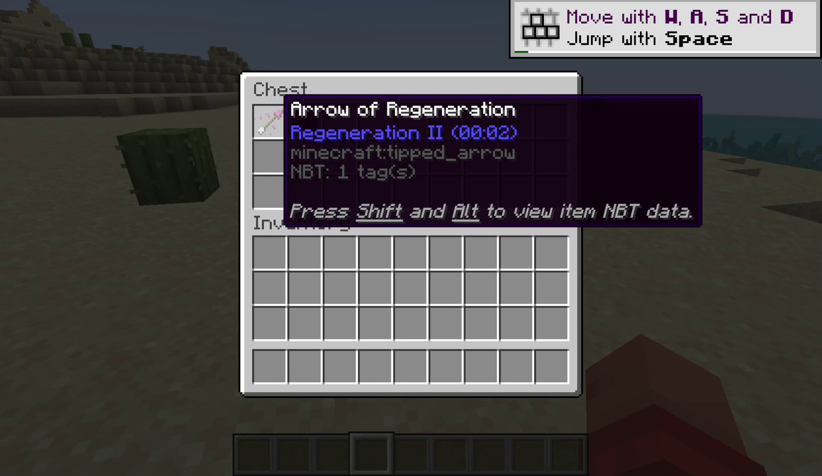 An image showing information about holding Shift + Alt to see NBT data on an item.