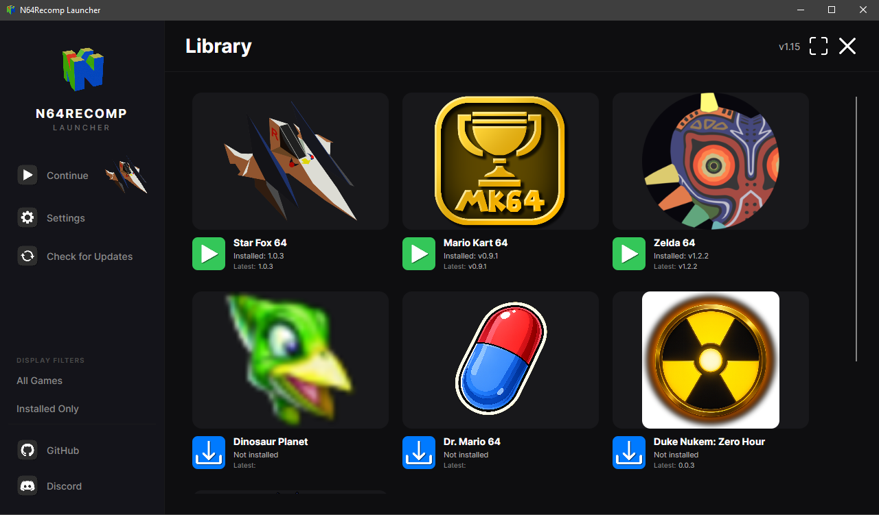 SirDiabo/N64RecompLauncher cover