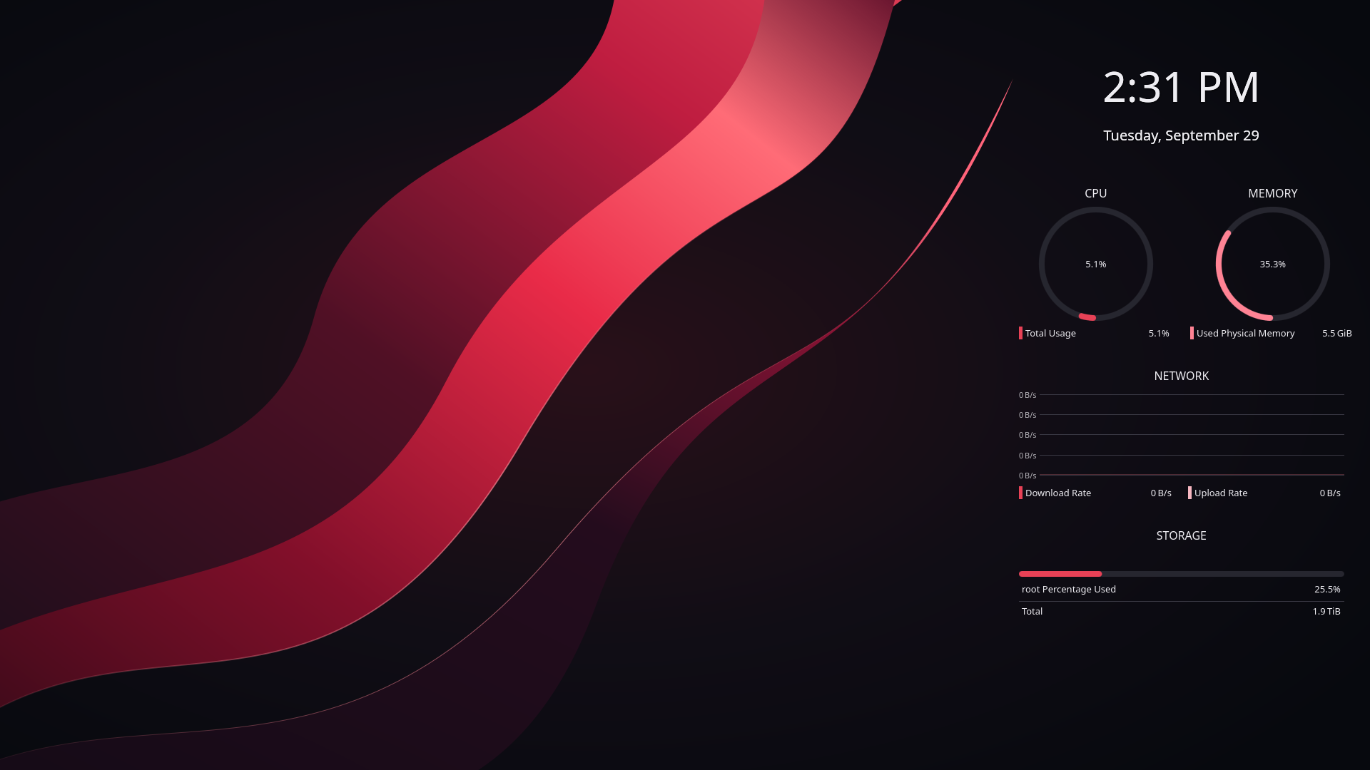 Crimson Glass desktop and monitoring widgets