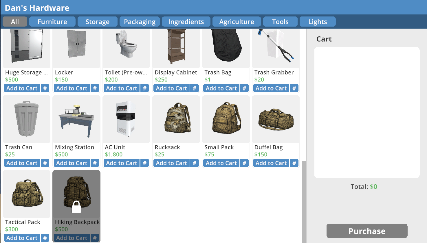 PackRat shop interface integration