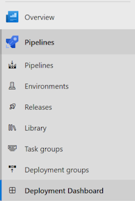 Menu showing Deployment Dashboard menu item