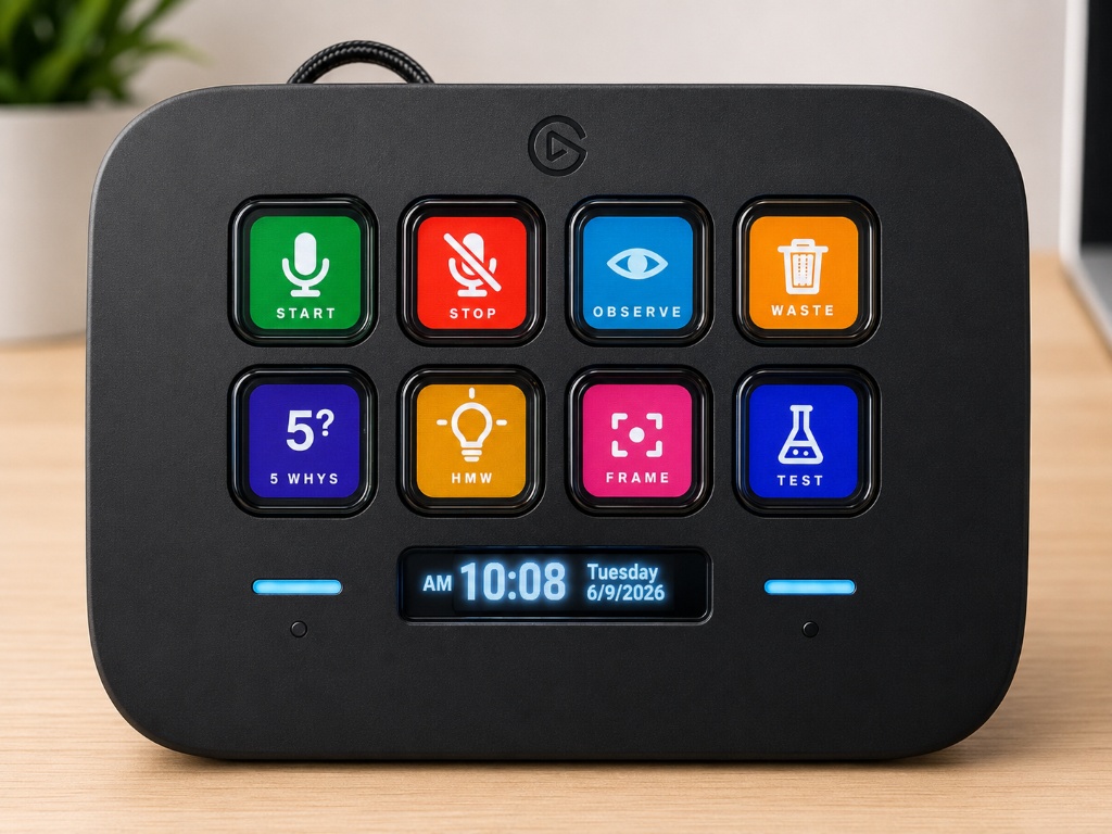 Stream Deck Neo configured as the Spotter workshop control surface