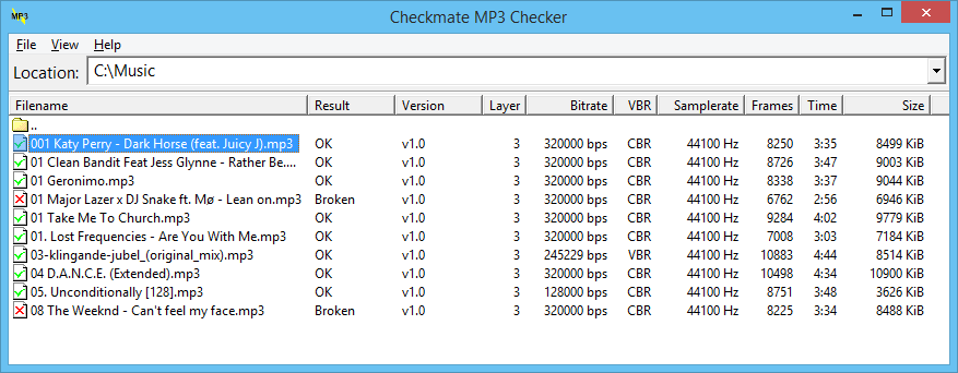 Checkmate MP3 Checker screenshot
