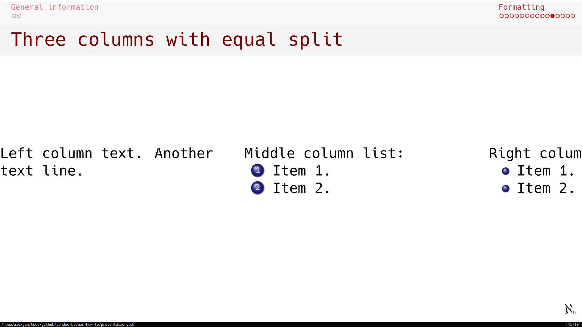 Three equal columns