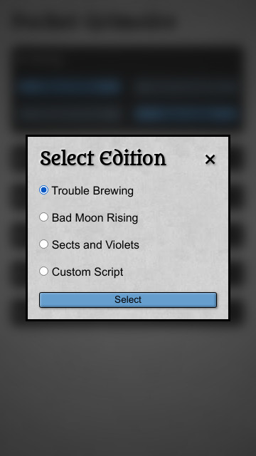 The "Select Edition" screen with "Trouble Brewing" selected