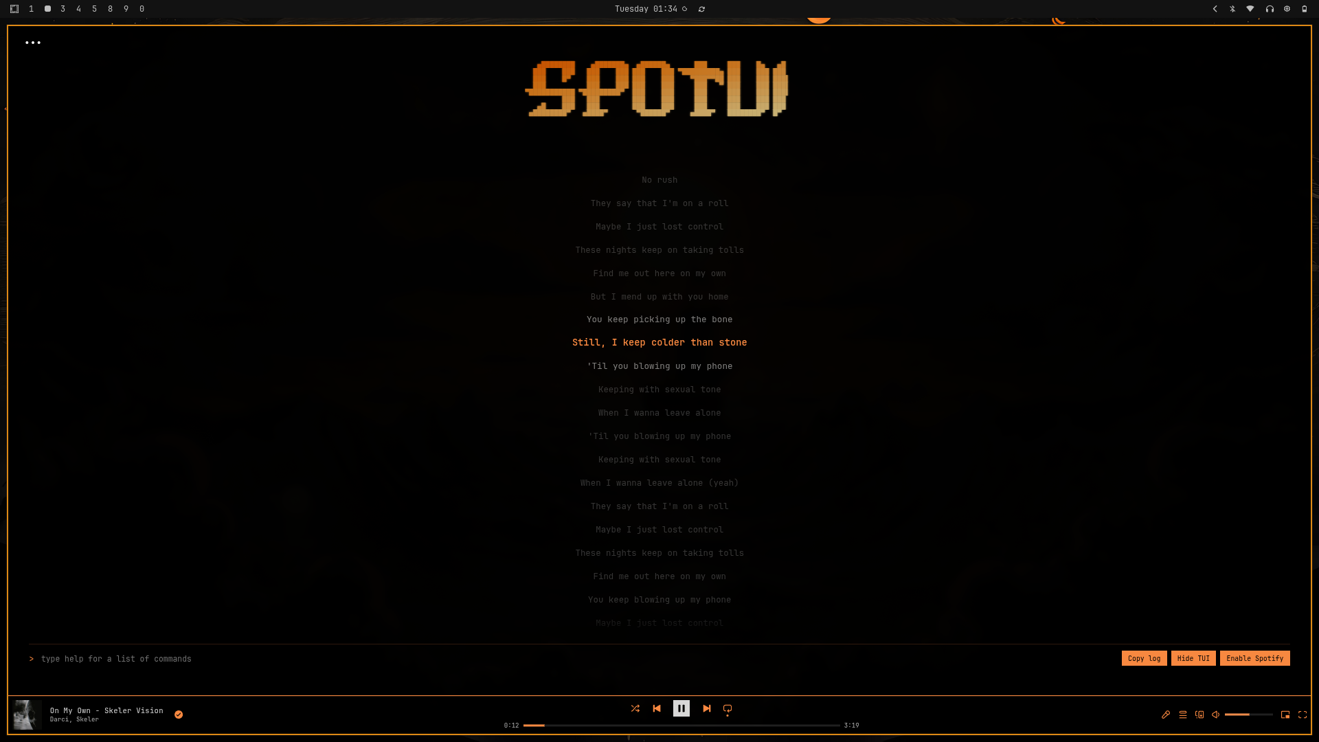 SpoTUI lyrics view