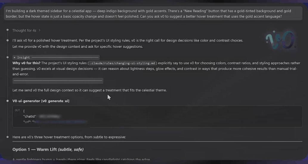 AI assistant using v0 tools