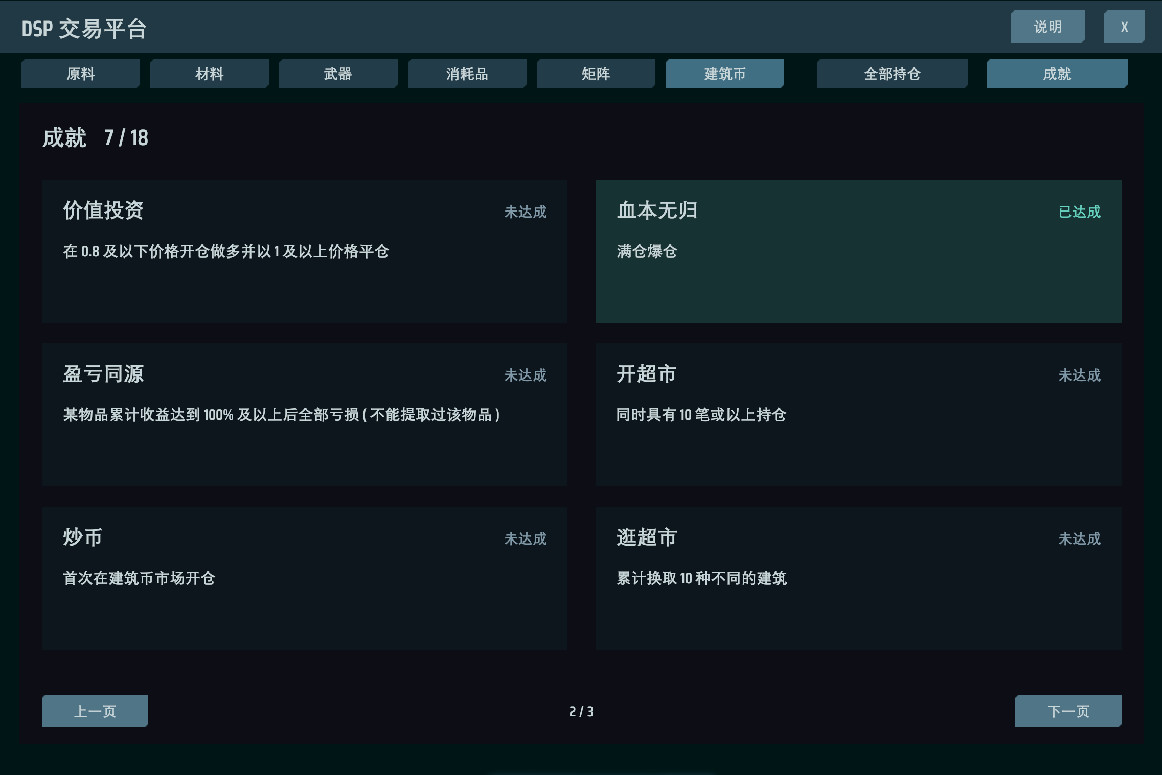 交易平台成就页面
