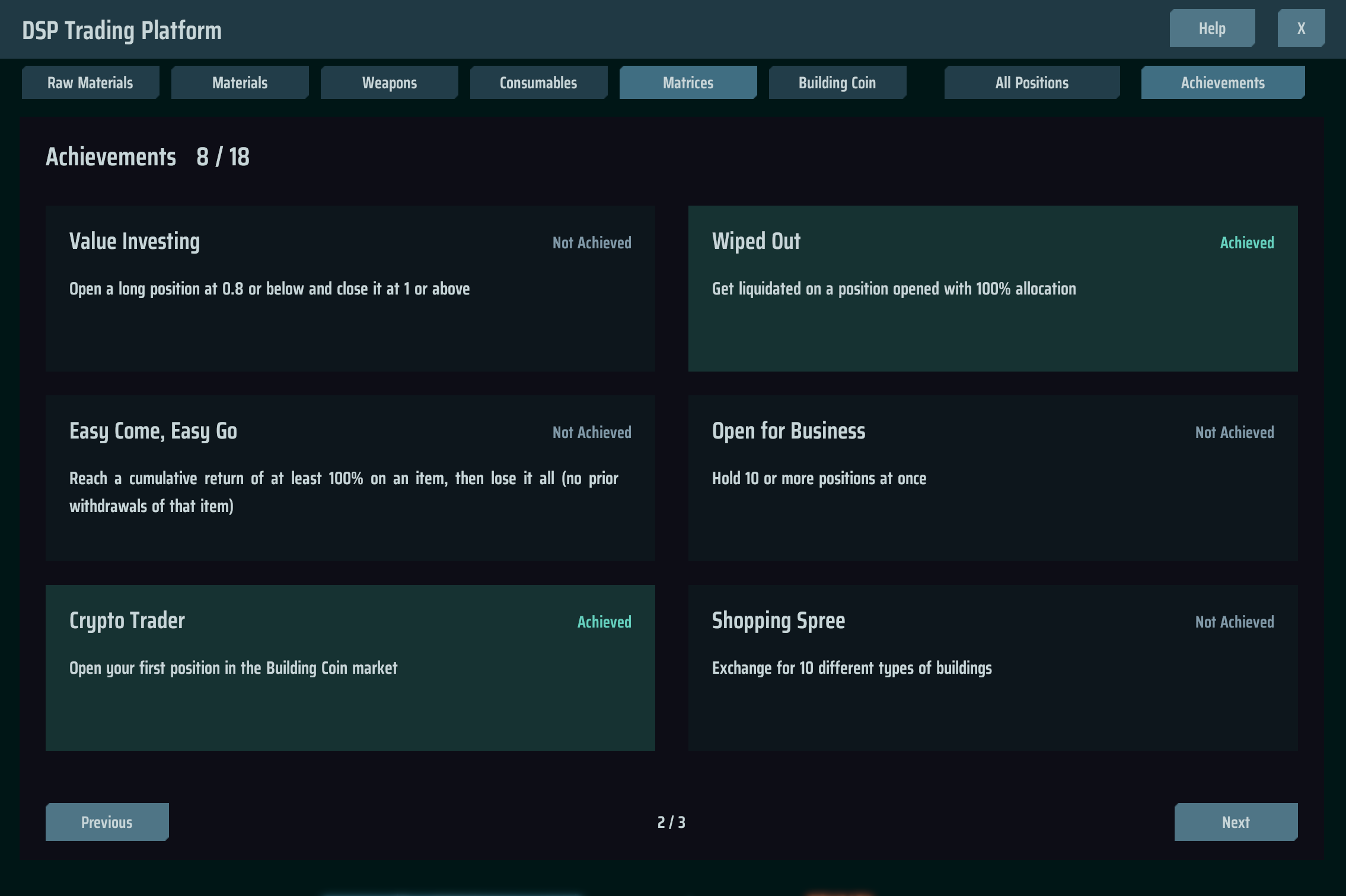 In-platform achievements