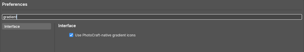 Saved Interface preference