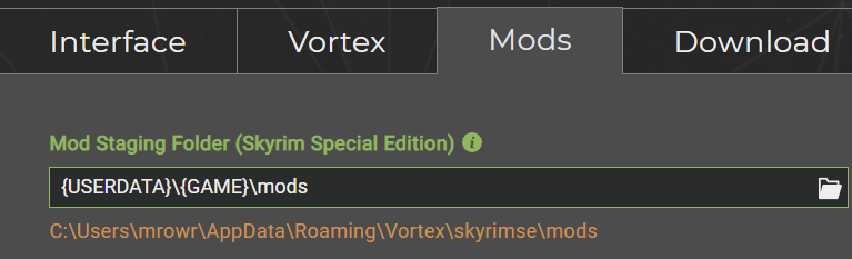 Vortex Mods folder