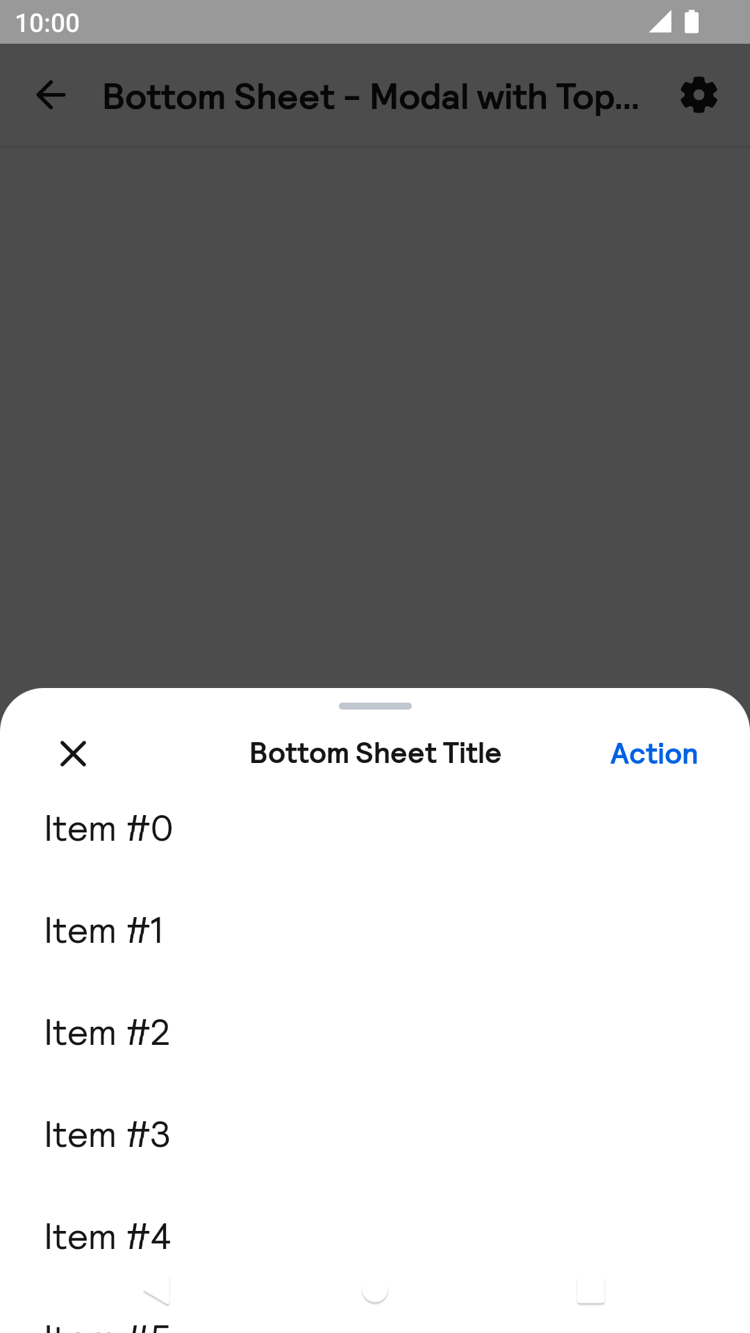 Modal With TopBar BottomSheet component