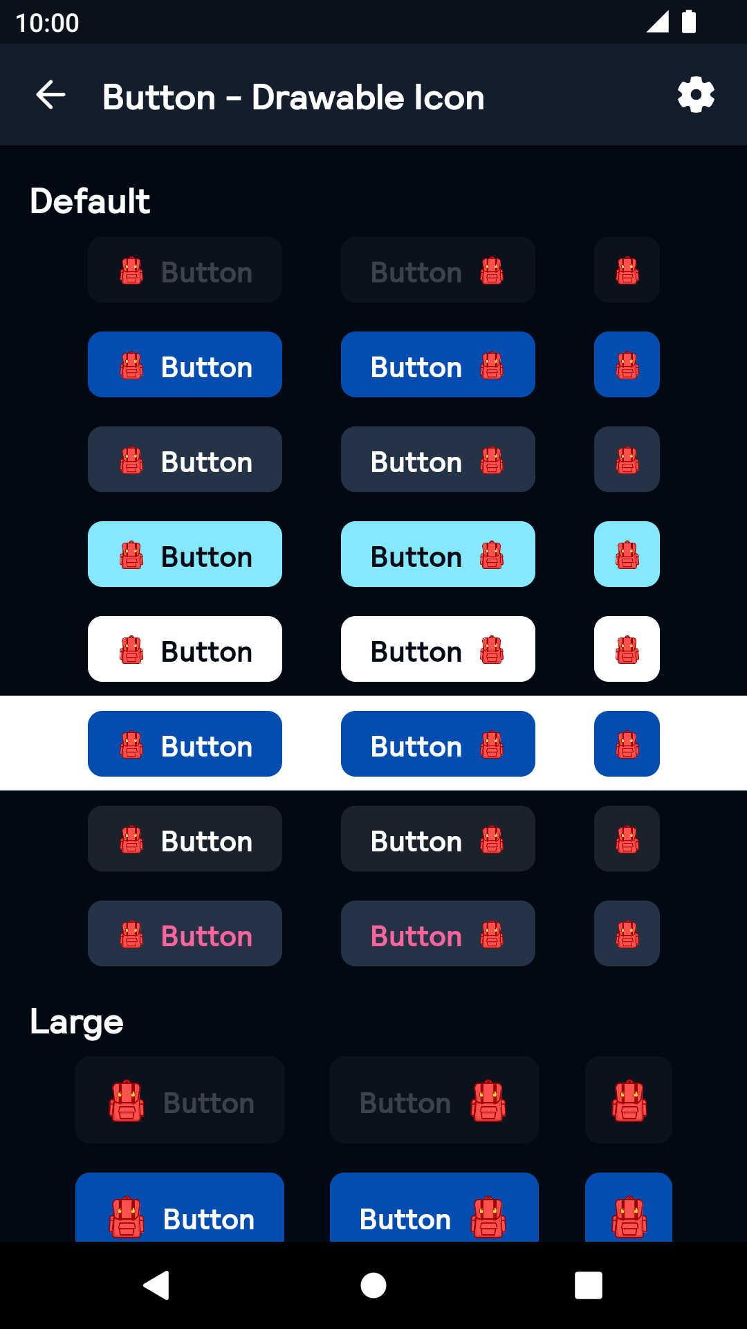 Drawable Icon Button component - dark mode