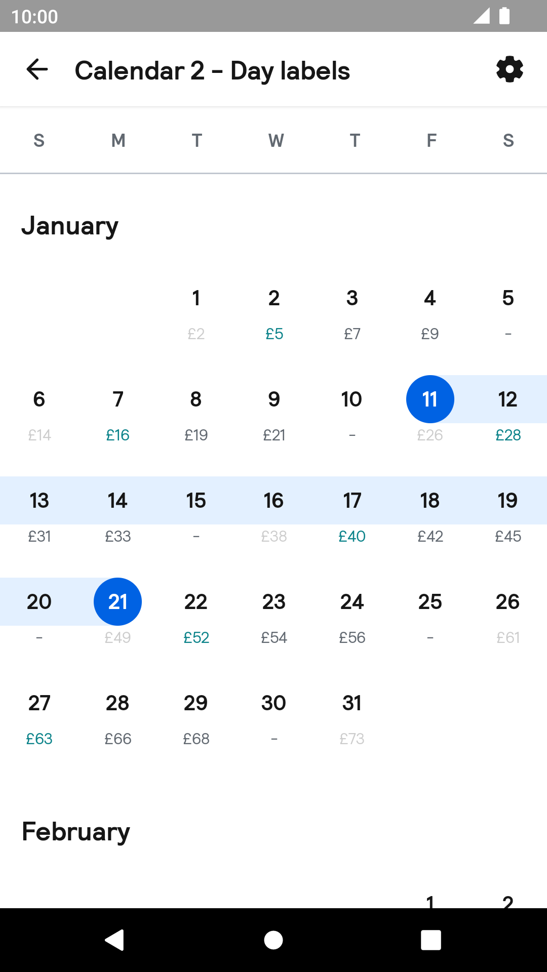 Labeled Calendar2 component