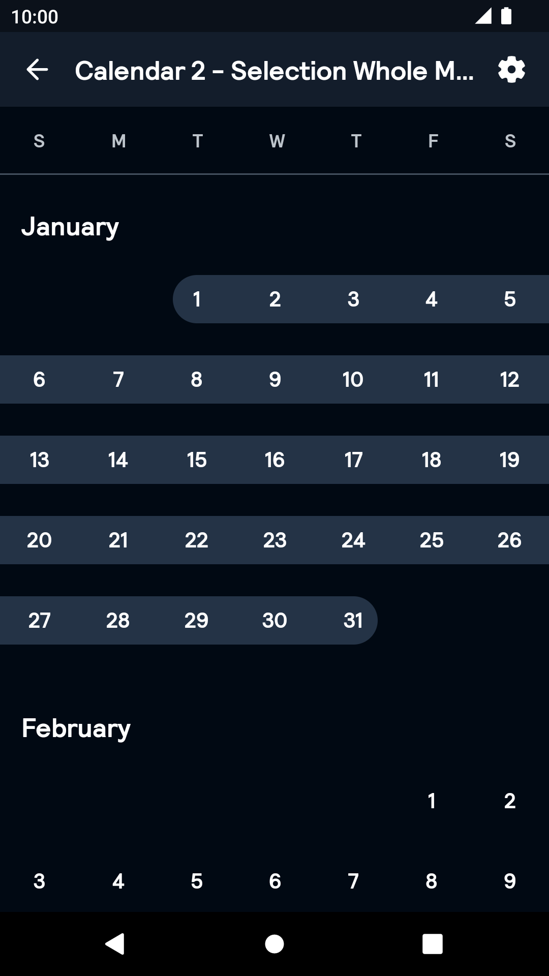 Month Calendar2 component - dark mode