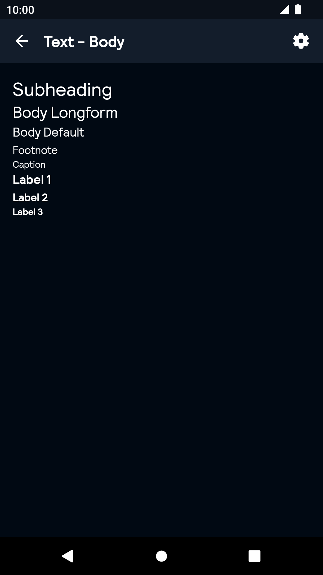 Body Text component - dark mode