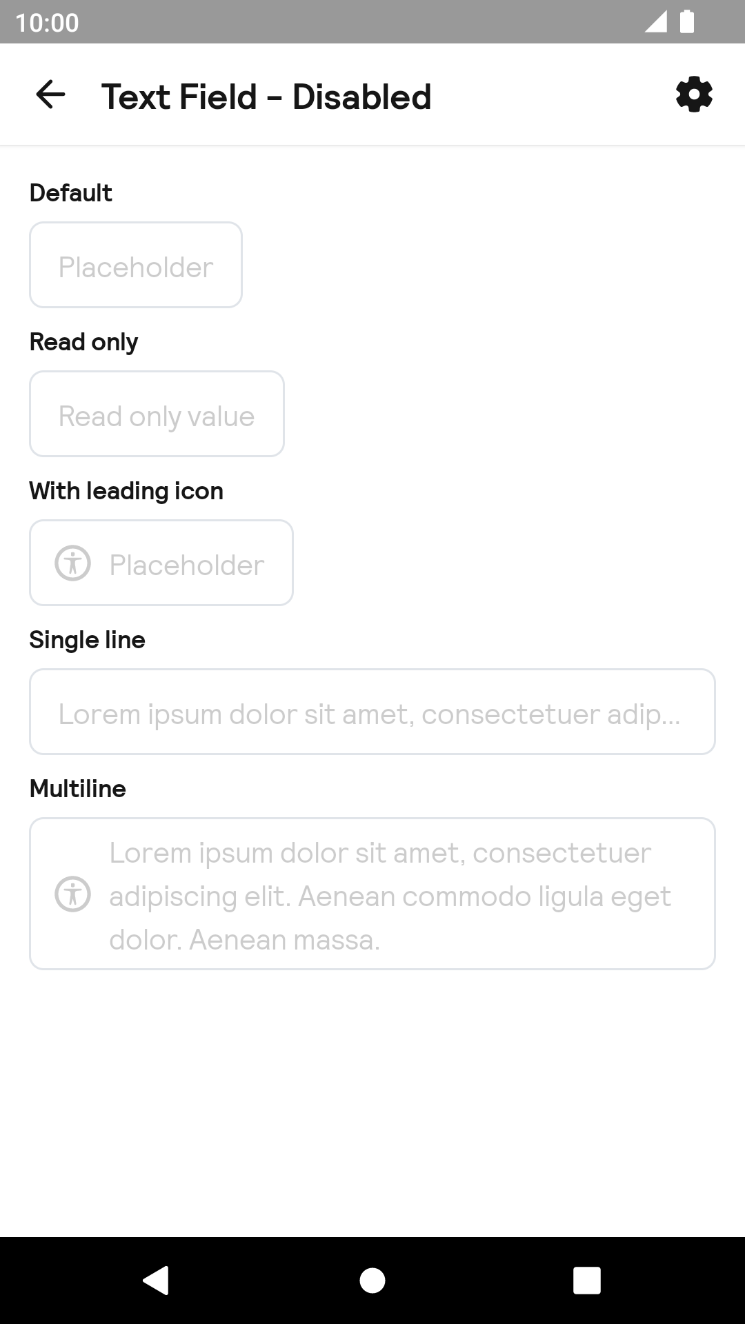 Disabled TextField component