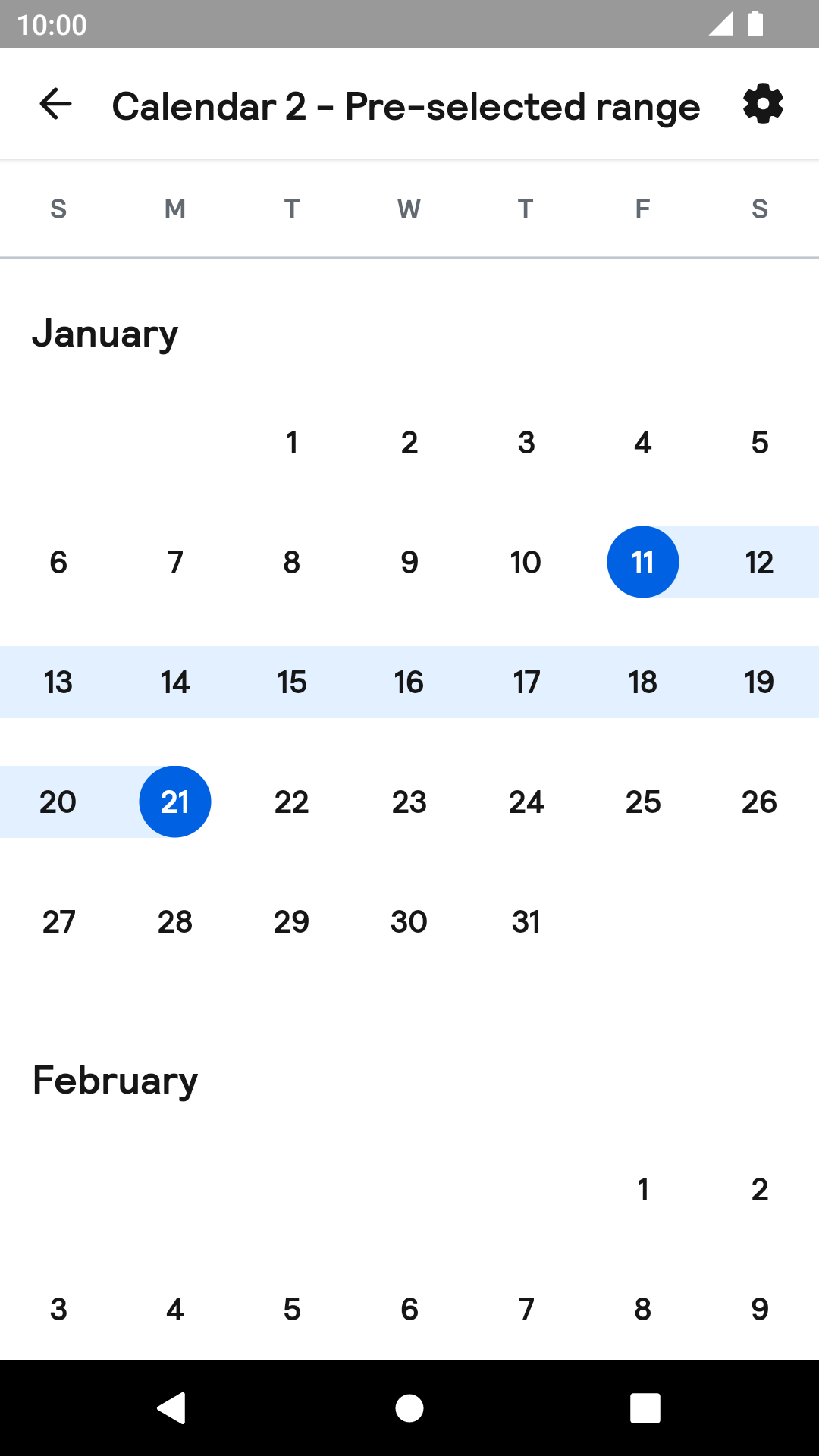 Range Calendar2 component
