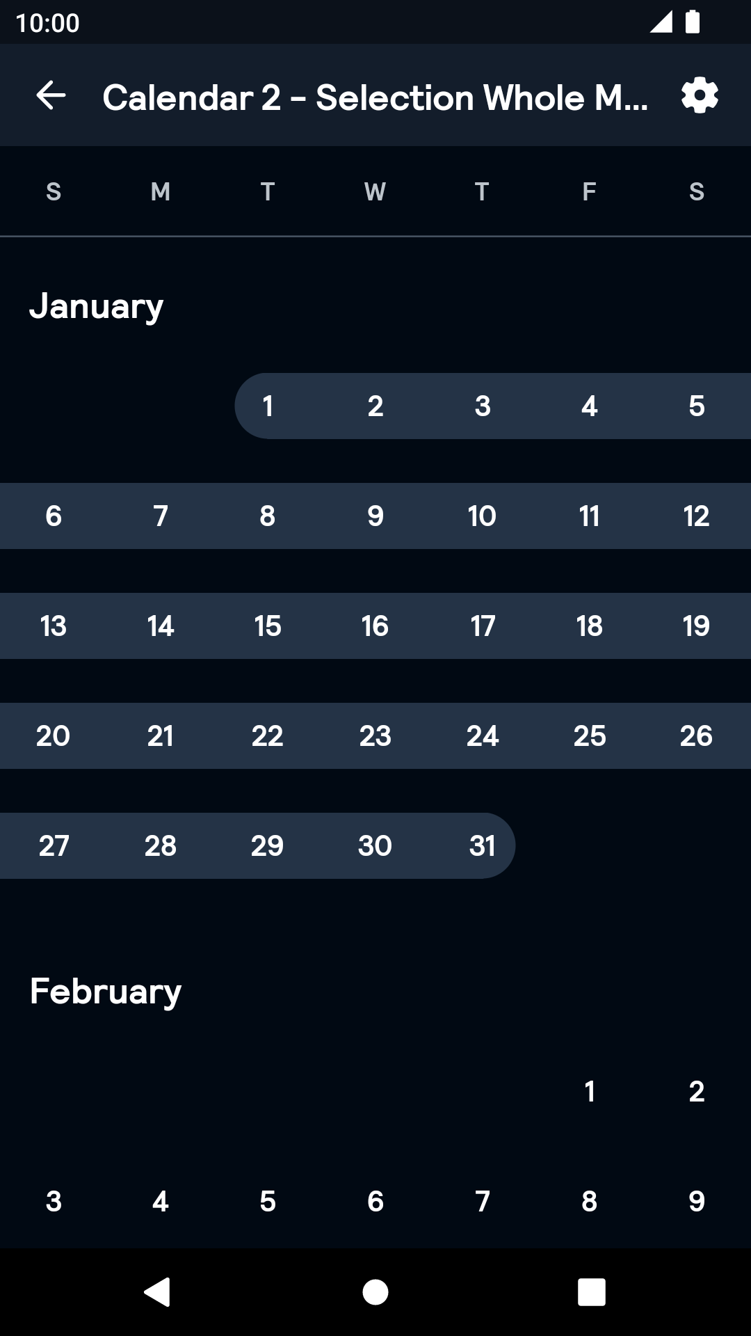 Month Calendar2 component - dark mode