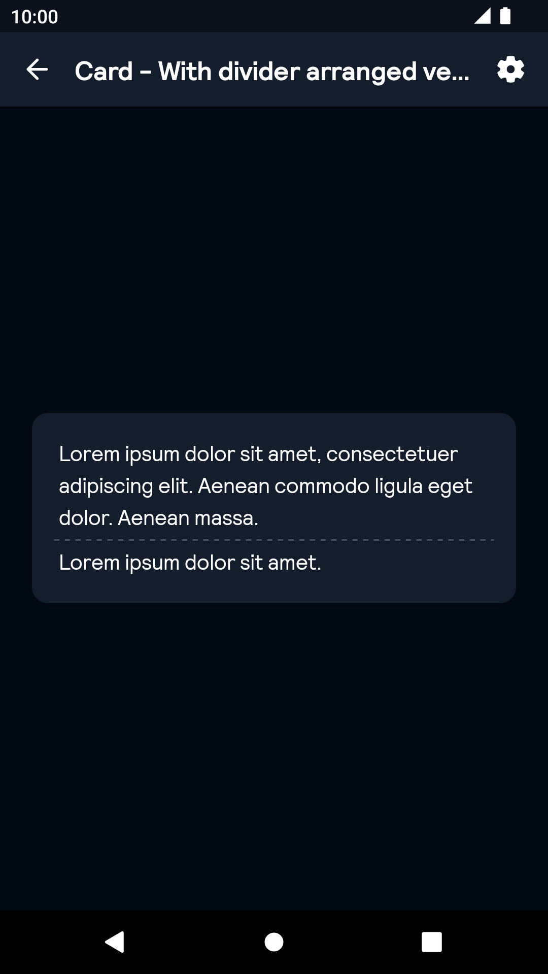 With divider arranged verticy Card component - dark mode