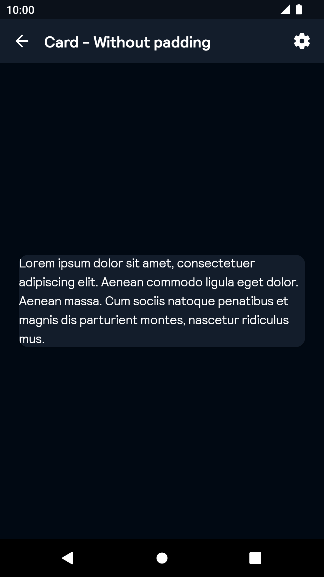 Without padding Card component - dark mode
