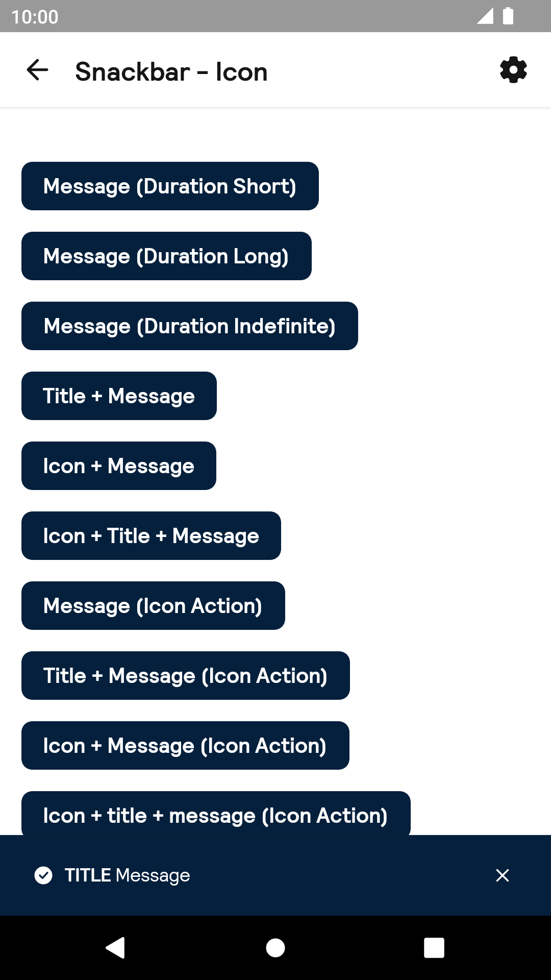 Icon Snackbar component