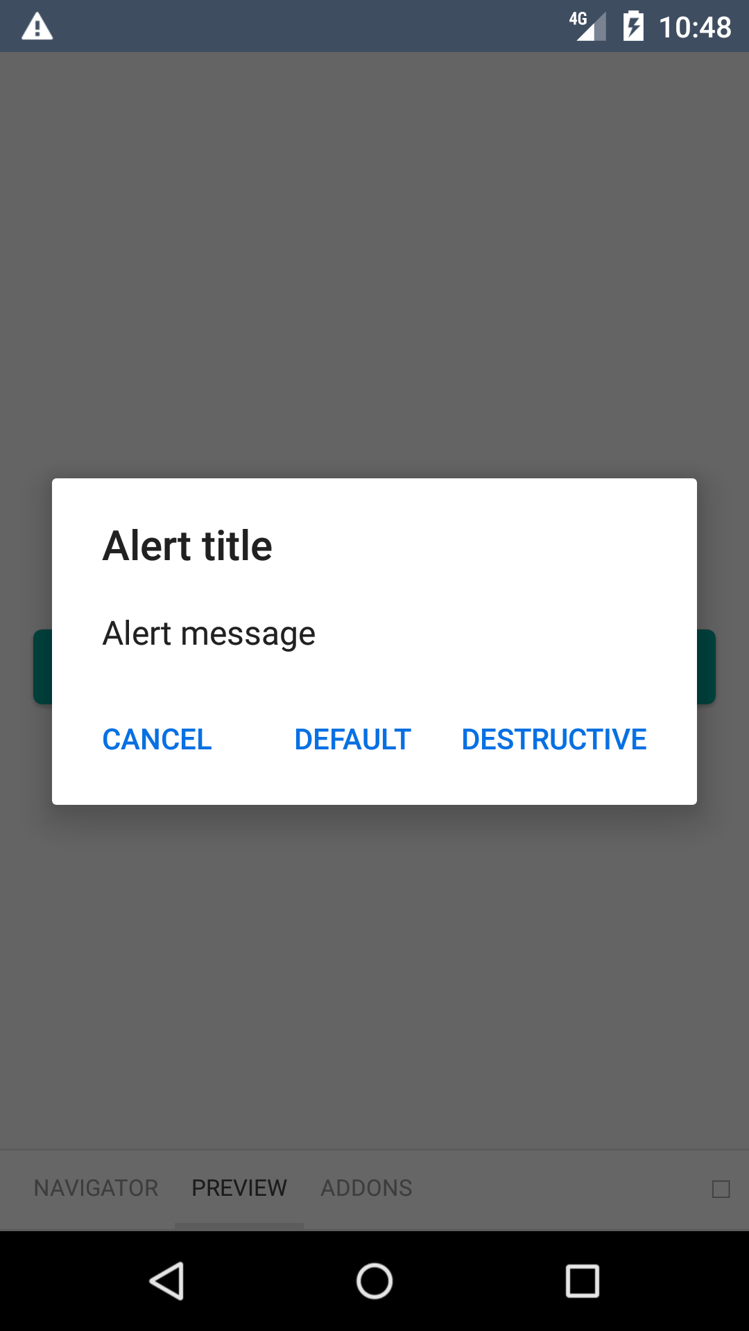 bpk-component-alert three-button Google Pixel emulator