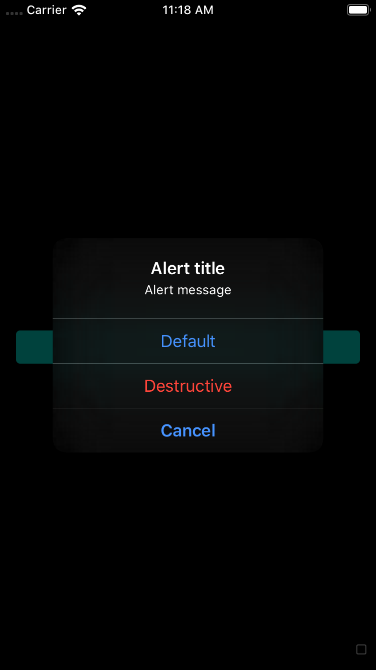 bpk-component-alert three-button iPhone 8 simulator - dark mode
