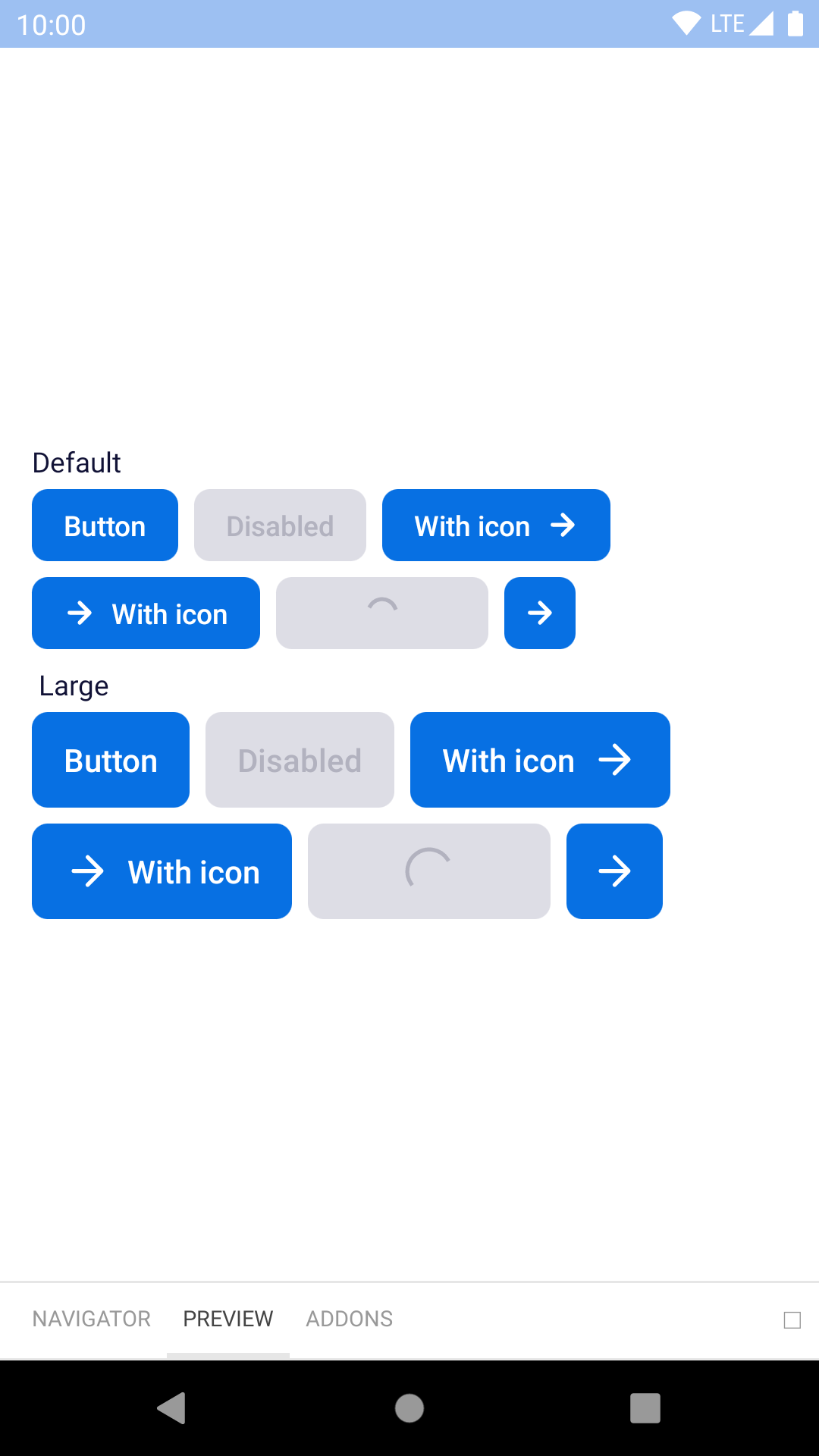 bpk-component-button featured Google Pixel emulator