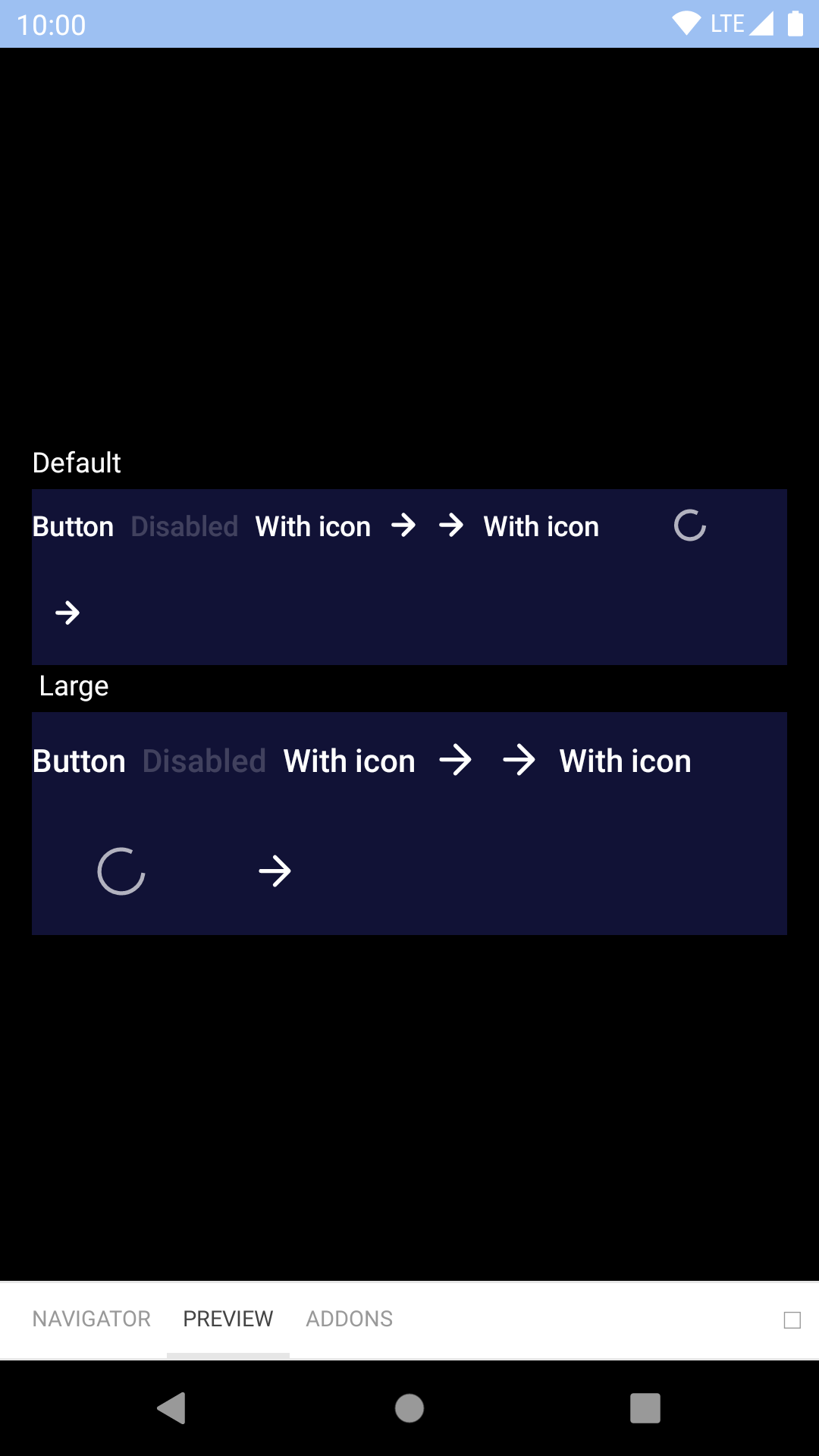bpk-component-button linkOnDark Google Pixel emulator - dark mode