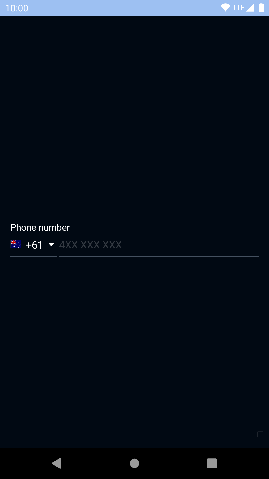 bpk-component-phone-input phone-number-input Google Pixel emulator - dark mode