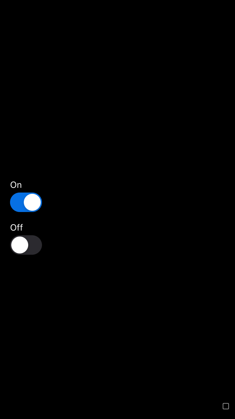 bpk-component-switch default iPhone 8 simulator - dark mode