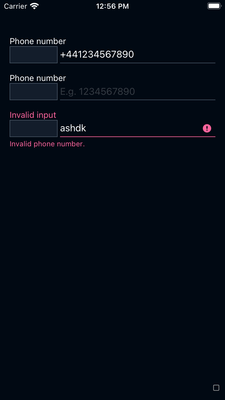 bpk-component-text-input text-inputs-with-accessory-view iPhone 8 simulator - dark mode